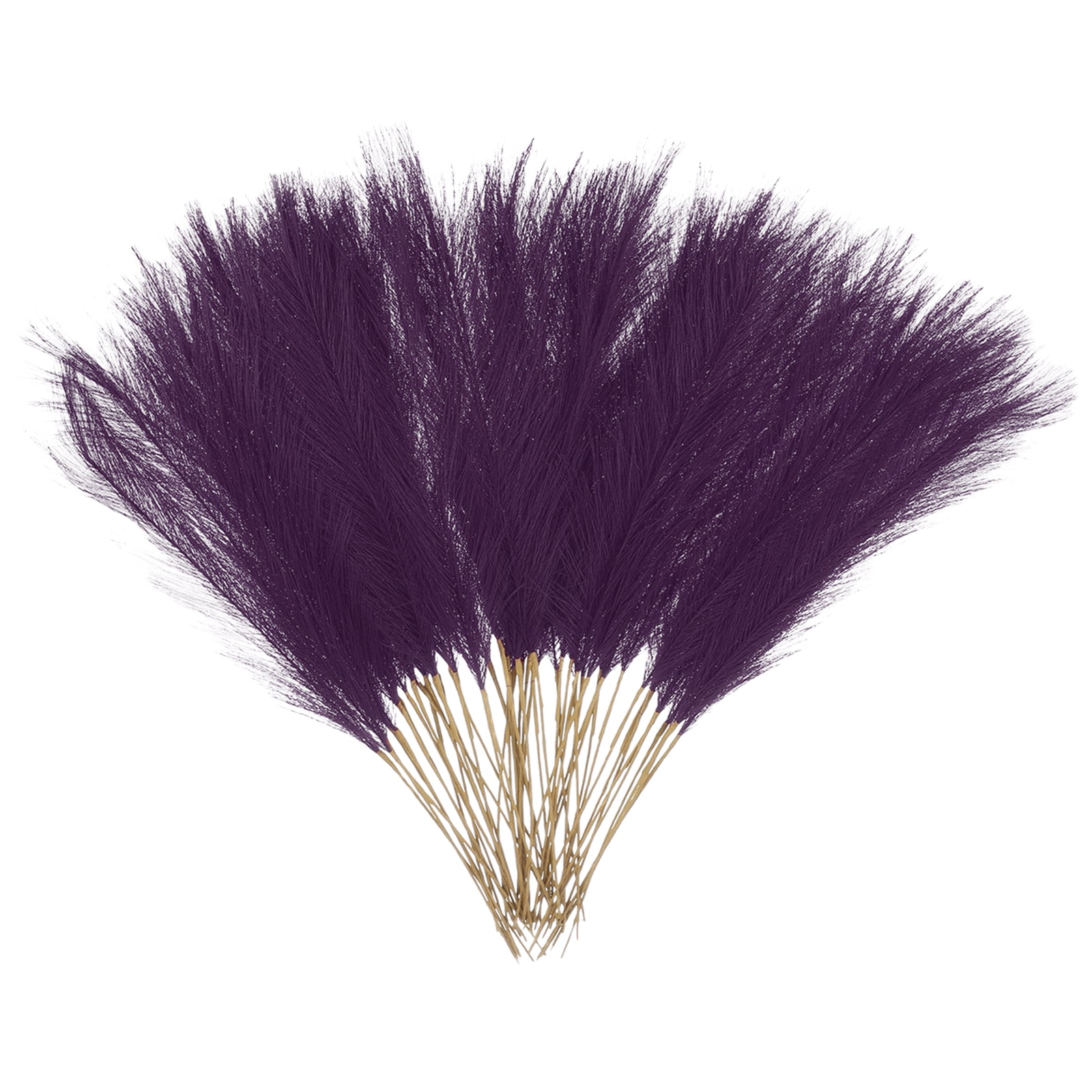 Uxcell 50 Pcs Faux Pampas Grass 52cm/20.5" Artificial Fake Dried Pampas Grass Decor with Stem for Floor Vase Filler, Home Decoration, Dark Purple