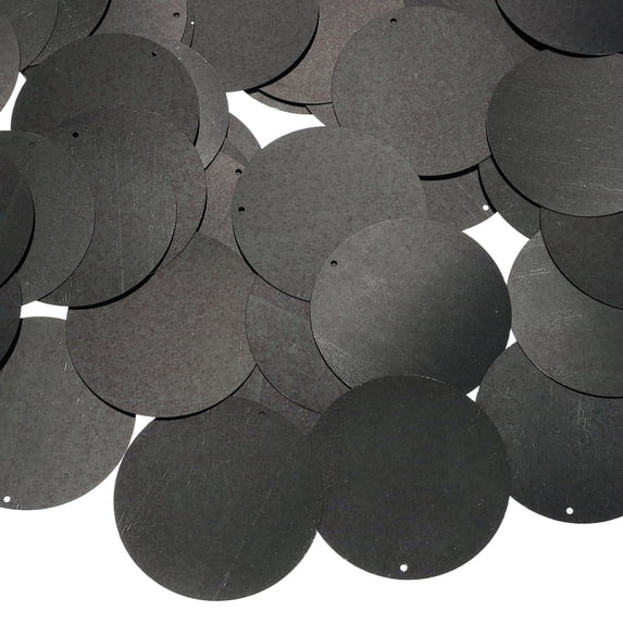 Uxcell 50 Pcs Flat Round Sequins 50mm/2 Inch Loose Paillettes Craft Sewing Sequins with Single Side Hole for DIY Embroidery Clothing Jewelry Making, Laser Black
