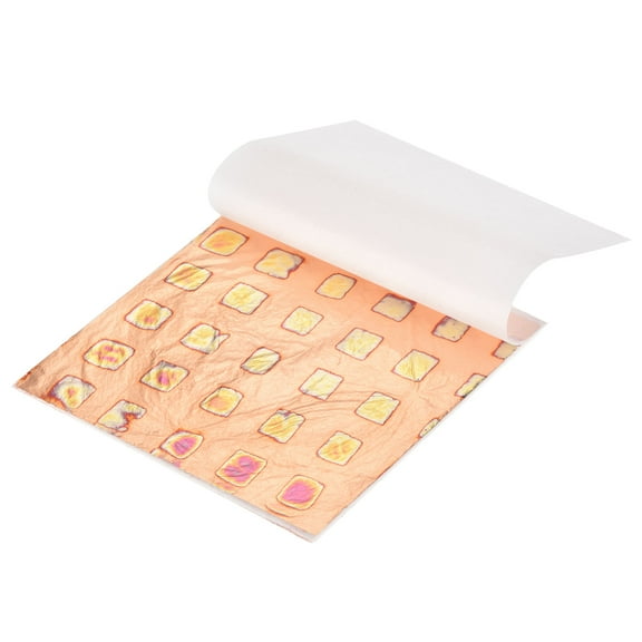 Uxcell 50 Pcs Gold Leaf Sheets 5.5" x 5.5" Imitation Gold Foil Sheets with Pattern for Crafts,Picture Frames,Nails and DIY Arts Decoration,Copper Block