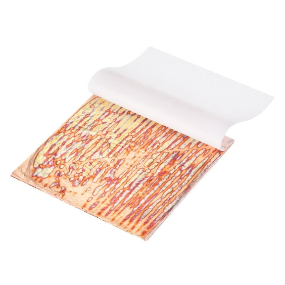 Uxcell 50 Pcs Gold Leaf Sheets 5.5" x 5.5" Imitation Gold Foil Sheets with Pattern for Crafts,Picture Frames,Nails and DIY Arts Decoration,Copper Streak Pattern