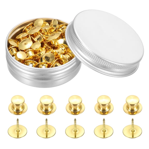 Uxcell 50 Pcs Gold Metal Pin Backs Locking Pin Keepers Locking Clasp for Badge Crafts