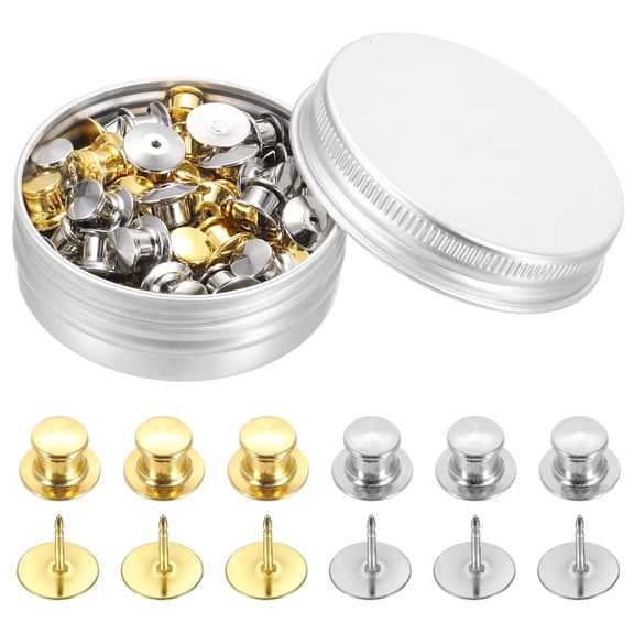 Uxcell 50 Pcs Gold Silver Metal Pin Backs Locking Pin Keepers Locking Clasp for Badge Crafts