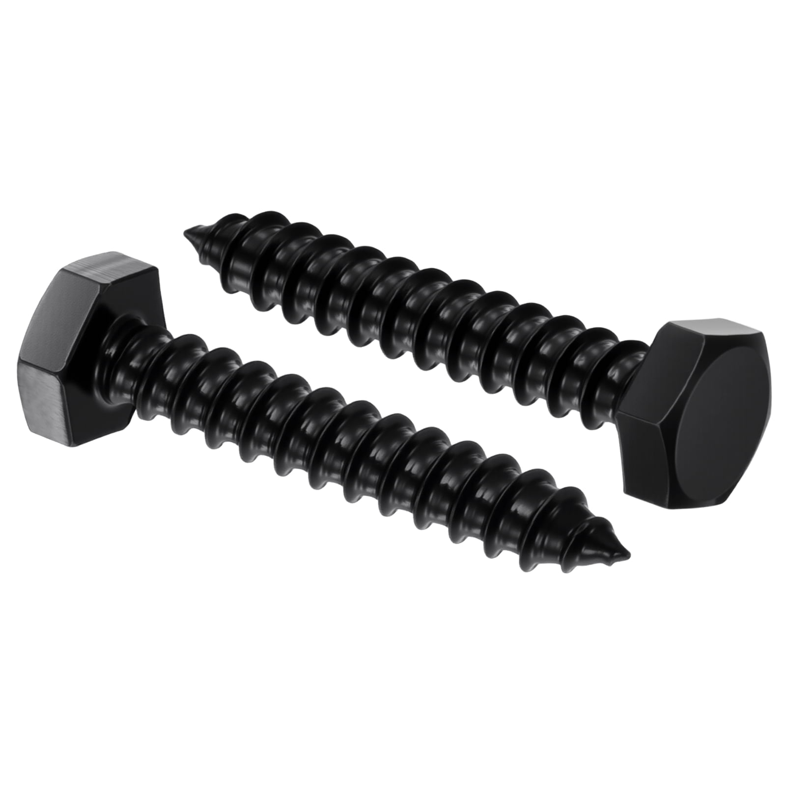 Uxcell 50 Pcs Hex Head Lag Screws - 1/4"x1-1/2" Stainless Steel 18-8 (304) Lag Bolts Hexagon Head Heavy Duty Wood Screws for Wood, Decks, Fences, Furniture, Black