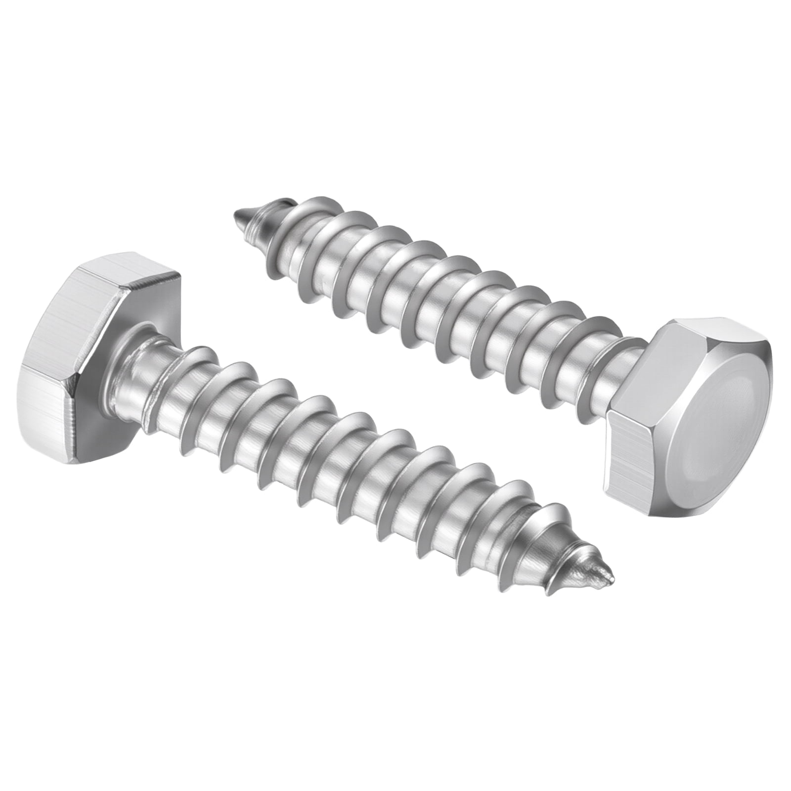 Uxcell 50 Pcs Hex Head Lag Screws - 1/4"x1-1/4" Stainless Steel 18-8 (304) Lag Bolts Hexagon Head Heavy Duty Wood Screws for Wood, Decks, Fences, Furniture, Silver