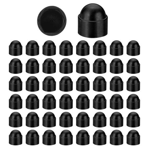 Uxcell 50 Pcs Hex Nut Cover, M10x10x14mm Nylon Screws Bolt Covers Caps Dome Acorn Hex Head Protection Cap, Black