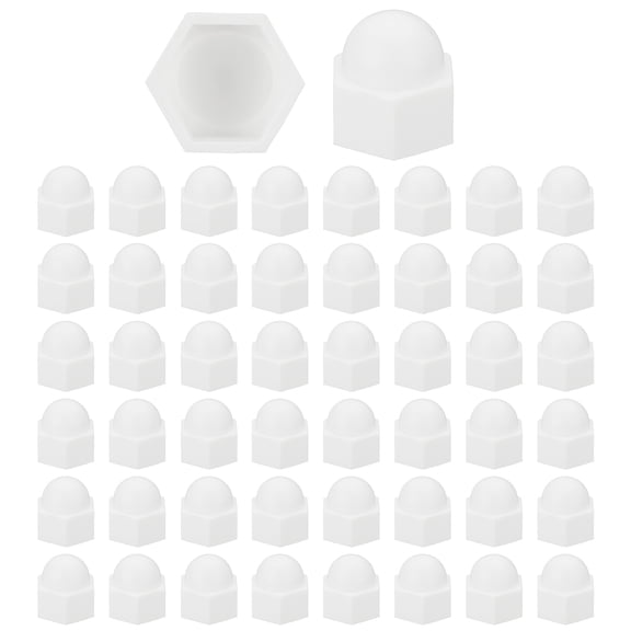 Uxcell 50 Pcs Hex Nut Cover, M14x10x14mm Nylon Screws Bolt Covers Caps Dome Acorn Hex Head Protection Cap, White