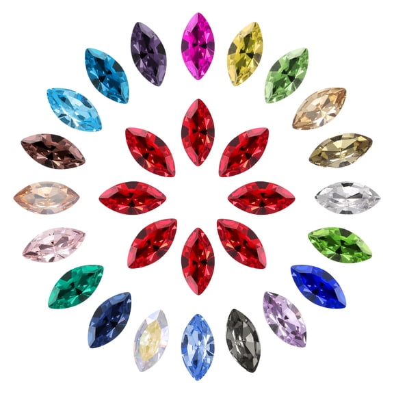 Uxcell 50 Pcs Horse Eye Shape Rhinestones, 10 x 5 mm Marquise Point Back Rhinestone Beads Glass Crystal Faceted Gems for Jewelry Making DIY Crafts Costume Crystal, Mixed Colors