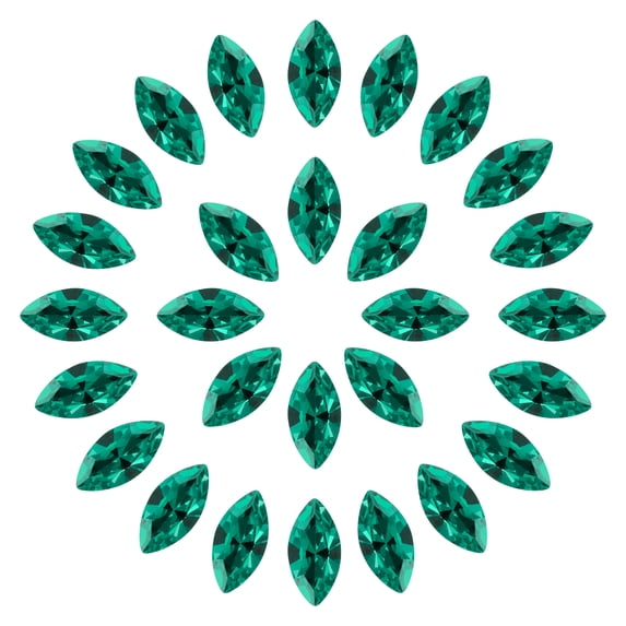 Uxcell 50 Pcs Horse Eye Shape Rhinestones, 10 x 5 mm Marquise Point Back Rhinestone Beads Glass Crystal Faceted Gems for Jewelry Making DIY Crafts Costume Crystal, Peacock Green