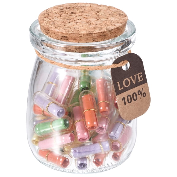 Uxcell 50 Pcs Mini Message Paper Scrolls in A Bottle, Cute Valentine Message Letter Wishing Paper Love Notes for Anniversary Christmas Birthday Friendship Gifts, Mixed Color