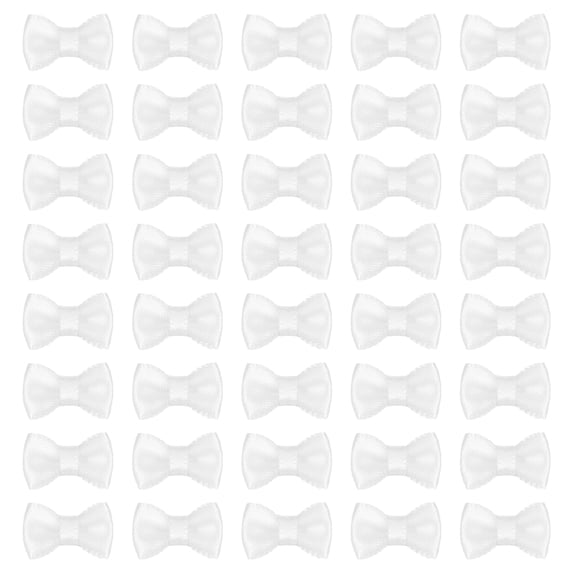 100 Pcs Mini Ribbon Bow 0.8" Mini Fabric Satin Ribbon Flower Bows for Craft DIY Sewing Wedding Birthday Party, White