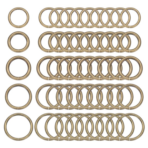Uxcell 50 Pcs O Ring Buckle 0.5"/0.6"/0.7"/1"/1.3" ID 2mm/3.8mm Thickness for Bags, Bronze