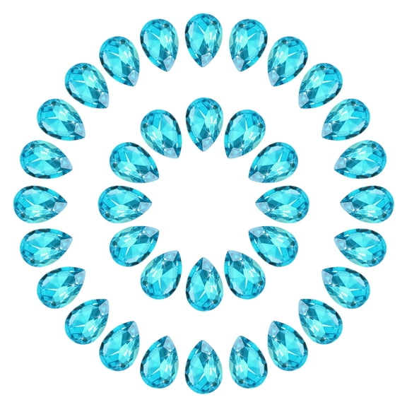 Uxcell 50 Pcs Pointed Back Rhinestones, 7x10mm Teardrop Faceted Glass Gems for Phone Case DIY Crafts Jewelry Making Dress Decoration, Light Blue