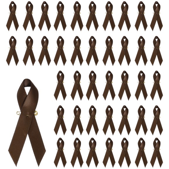 Uxcell 50 Pcs Polyester Ribbon Satin Pins, Satin Ribbon with Safety Pins for Charity Public Social Event Party Clothing Decoration Anniversary, Brown