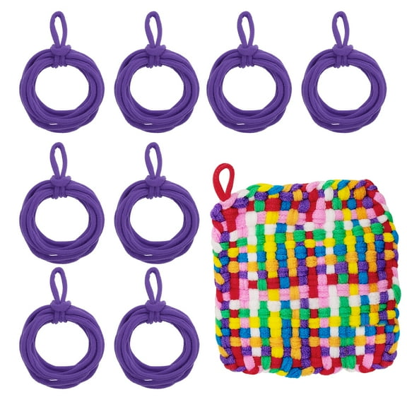 Uxcell 50 Pcs Potholder Loom Refill Loops, Elastic Potholder Weaving Refill Loops Knitting Kit Supplies in Rainbow Colors for Girls DIY Crafts 7" Weaving Loom, Dark Purple