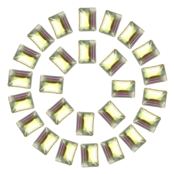 Uxcell 50 Pcs Rectangle Pointed Back Rhinestone, 6x8mm Mini Clear Pointed Back Rhinestone Square Faceted Gems Crystal Glass Beads for Jewelry Making DIY Crafts Nail, Yellow Green