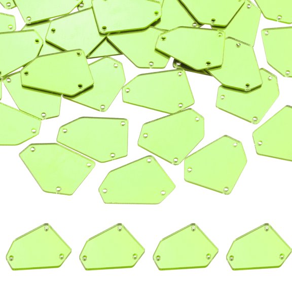 Uxcell 50 Pcs Sew on Acrylic Irregular Mirror Piece DIY Mirrored Rhinestones Mirror Beads for Evening Dresses Cloth Garment Fluorescent Green 25x20mm