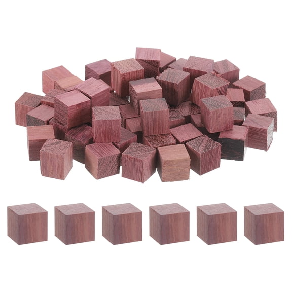 Uxcell 50 Pcs Wooden Blocks, 0.39 Inch Unfinished Wooden Blocks for Crafts Small Blank Wooden Blocks Wood Square Blocks for Arts Crafts and DIY Decor, Purple Wood