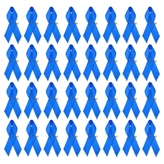 Uxcell 50 Pieces Blue Polyester Ribbon Satin Pins, Awareness Ribbon Satin with Safety Pins