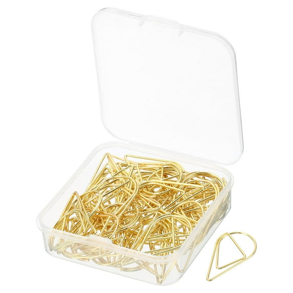 Uxcell 50 Pieces Metal Paper Clip Drop-Shaped with Box 1.3 Inch Gold Tone for Crafts Organize Office Home
