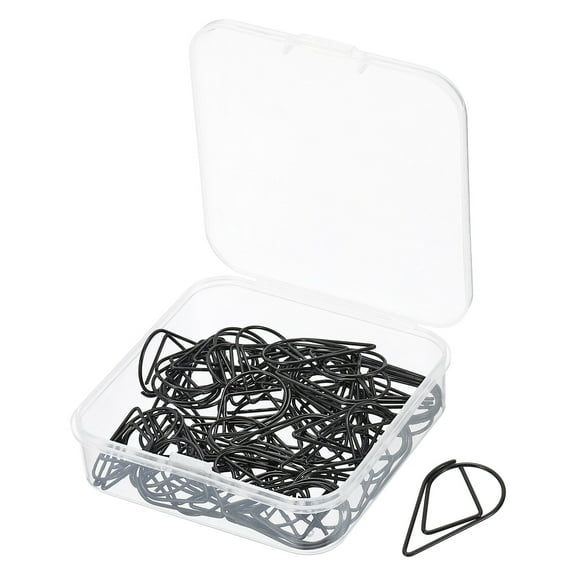 Uxcell 50 Pieces Metal Paper Clip Drop-Shaped with Box 1 Inch Black for Crafts Organize Office Home