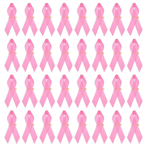 Uxcell 50 Pieces Pink Polyester Ribbon Satin Pins, Awareness Ribbon Satin with Safety Pins