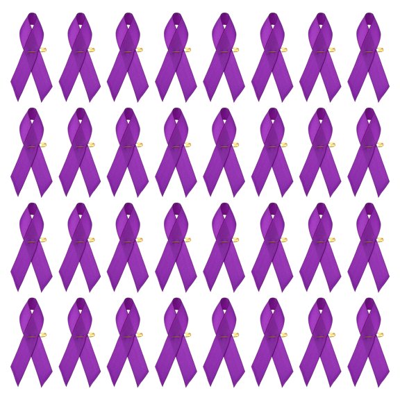 Uxcell 50 Pieces Purple Polyester Ribbon Satin Pins, Awareness Ribbon Satin with Safety Pins