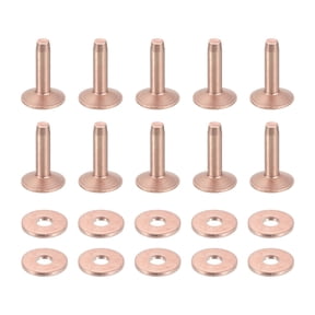 Uxcell 50 Set 10x3.3x12mm Solid Copper Rivets and Burrs Leather Fastener, Copper Tone
