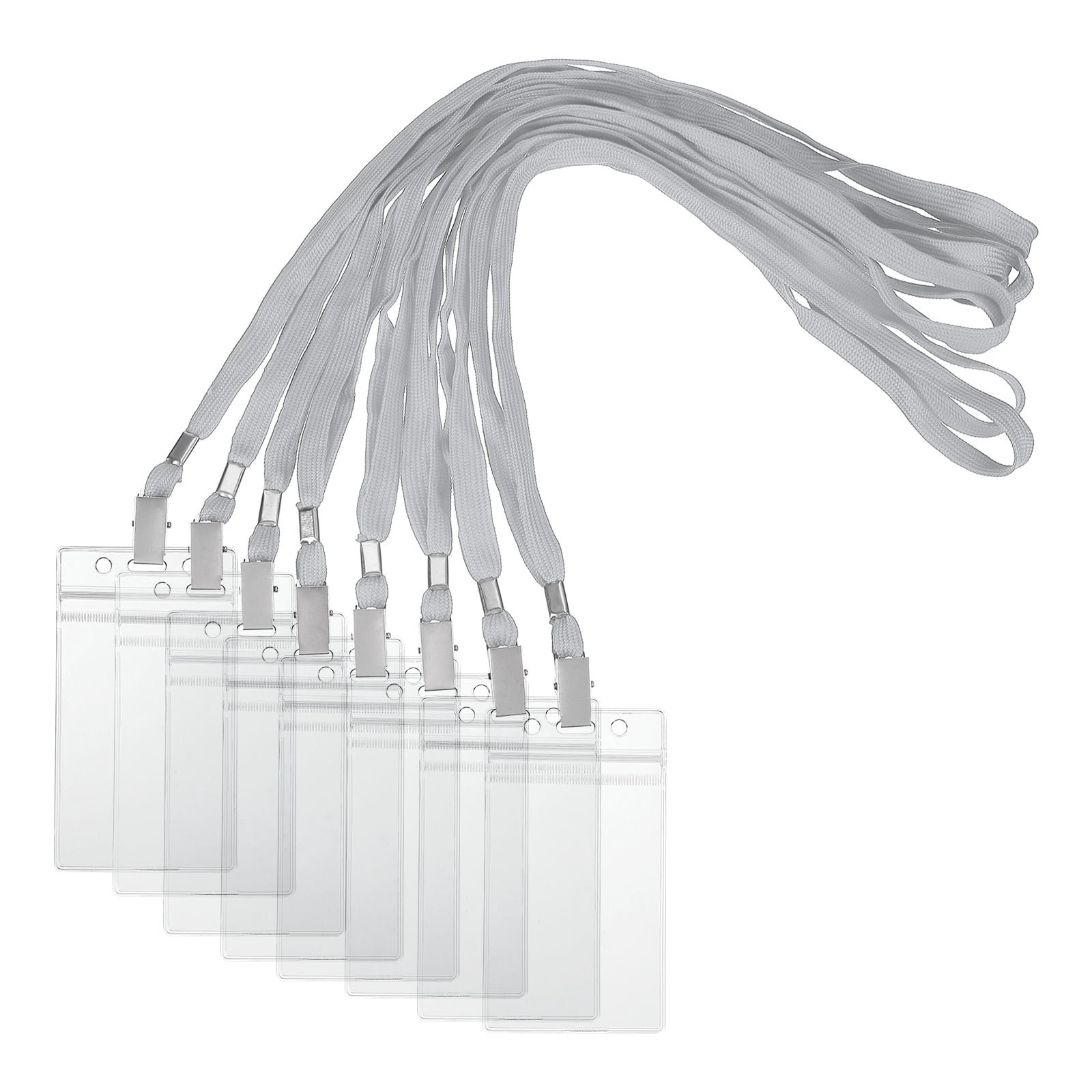 Uxcell 50 Set Name Tag Holders with Lanyard, Plastic Waterproof Badge Holder with Alligator Clip Lanyards for ID Badges Office Teacher Events Meetings, Grey(3x2 Inch)