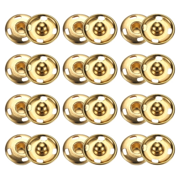 Uxcell 50 Set Sew-on Snap Buttons 15mm Metal Snap Fastener Buttons, Gold