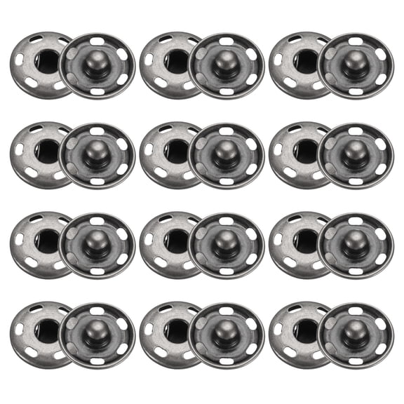 Uxcell 50 Set Sew-on Snap Buttons 19mm Metal Snap Fastener Buttons, Black