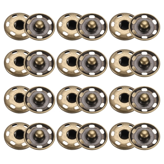 Uxcell 50 Set Sew-on Snap Buttons 19mm Metal Snap Fastener Buttons, Bronze
