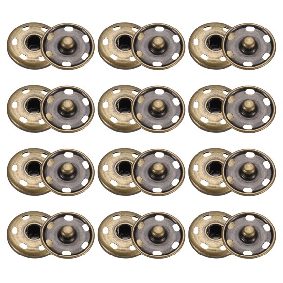 Uxcell 50 Set Sew-on Snap Buttons 21mm Metal Snap Fastener Buttons, Bronze