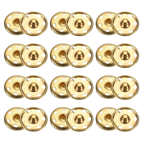 Uxcell 50 Set Sew-on Snap Buttons 21mm Metal Snap Fastener Buttons, Gold