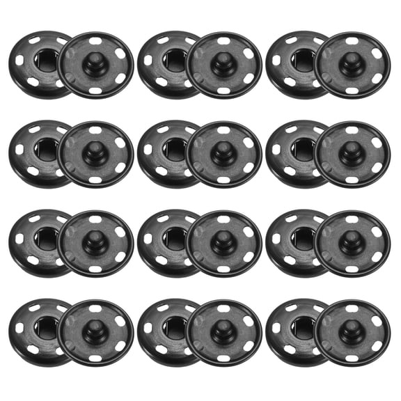 Uxcell 50 Set Sew-on Snap Buttons 21mm Metal Snap Fastener Buttons, Matt Black