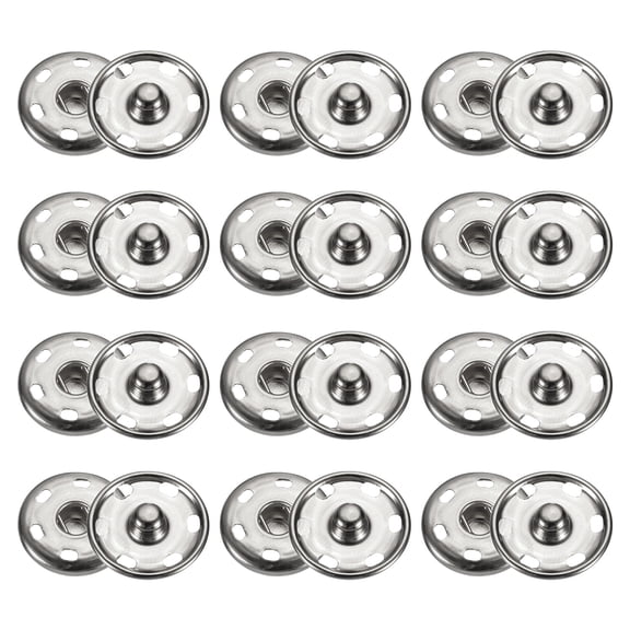 Uxcell 50 Set Sew-on Snap Buttons 21mm Metal Snap Fastener Buttons, Silver