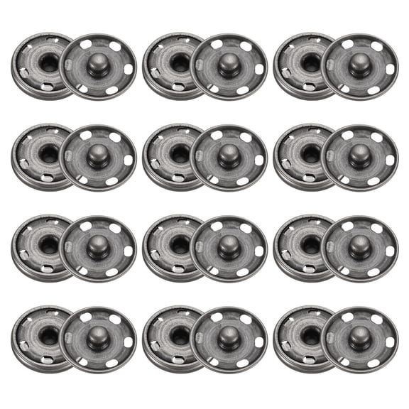 Uxcell 50 Set Sew-on Snap Buttons 25mm Metal Snap Fastener Buttons, Black