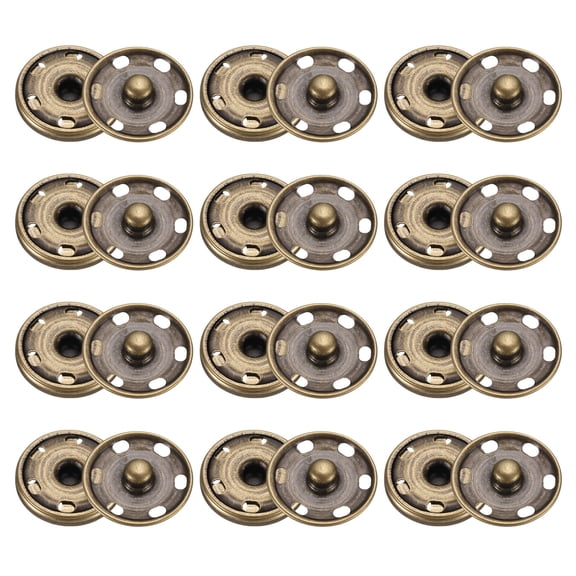 Uxcell 50 Set Sew-on Snap Buttons 25mm Metal Snap Fastener Buttons, Bronze