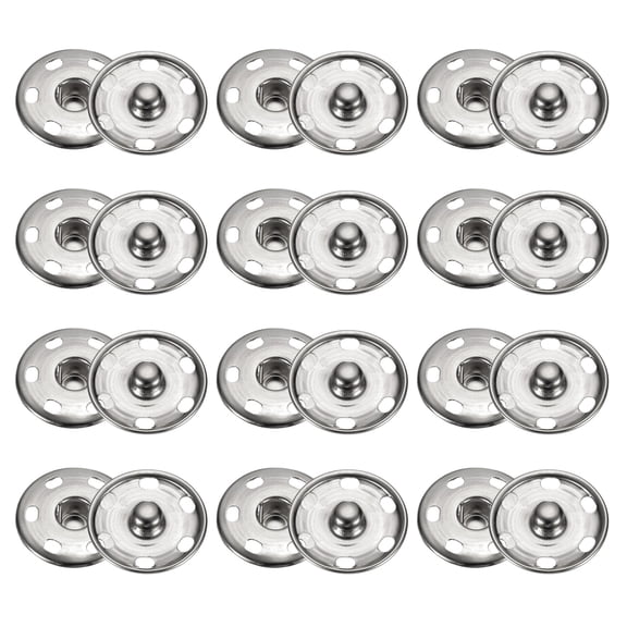 Uxcell 50 Set Sew-on Snap Buttons 25mm Metal Snap Fastener Buttons, Silver