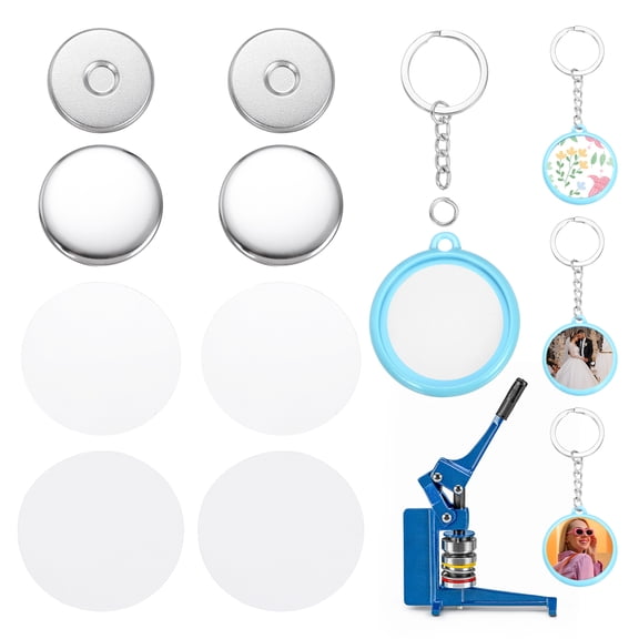 Uxcell 50 Sets Button Maker Supplies 32mm / 1.26 Inch Blank Badge Button Parts Badge Parts with Blank Paper for Hand Press Crafts Making Double-Sided Keychain, Blue