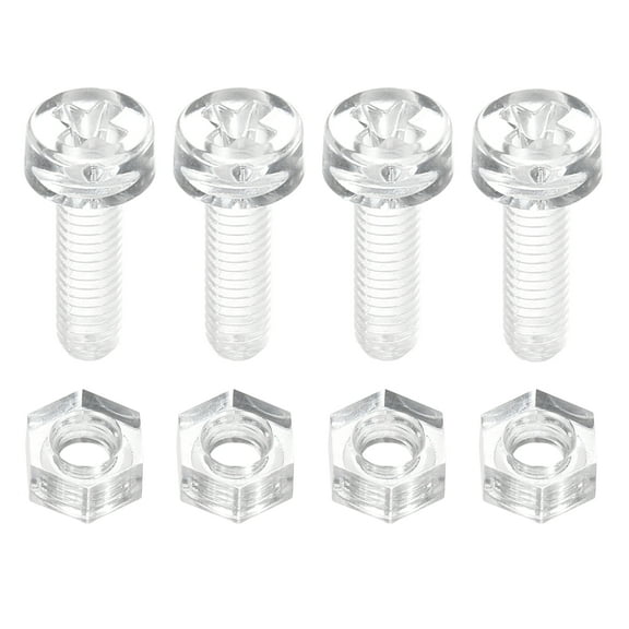 Uxcell 50 Sets Clear Acrylic Screws and Nuts Kit, M3 x 10mm PC Transparent Round Head Phillips Bolts with Hex Nuts, Bolts and Nuts Kit for Machine Electronic Equipment DIY Crafts