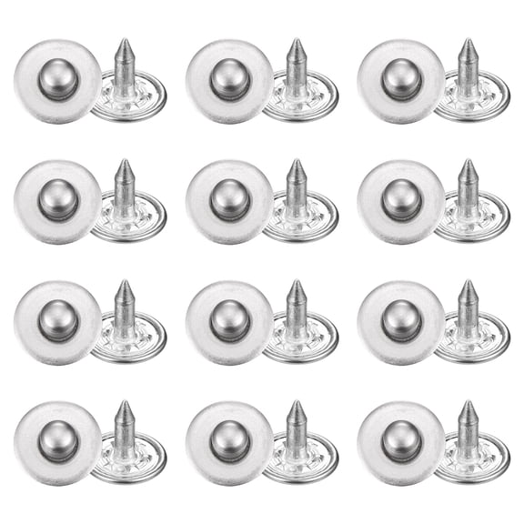 Uxcell 50 Sets Jean Rivets 8.5mm Metal Jeans Buttons Replacement Kit Universal No Sew Denim Fasteners Nipple Rivets Glossy Style for Jeans Pants Jackets Bags Crafts, Silver