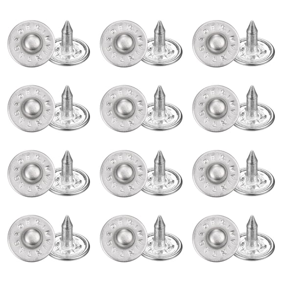 Uxcell 50 Sets Jean Rivets 8.5mm Metal Jeans Buttons Replacement Kit Universal No Sew Denim Fasteners Nipple Rivets Letter Style for Jeans Pants Jackets Bags Crafts, Silver