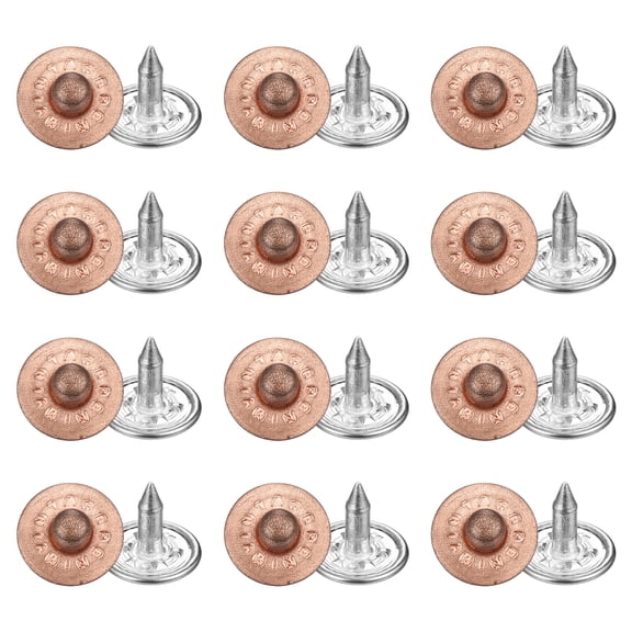 Uxcell 50 Sets Jean Rivets 9.5mm Metal Jeans Buttons Replacement Kit Universal No Sew Denim Fasteners Nipple Rivets Letter Style for Jeans Pants Jackets Bags Crafts, Rose Gold