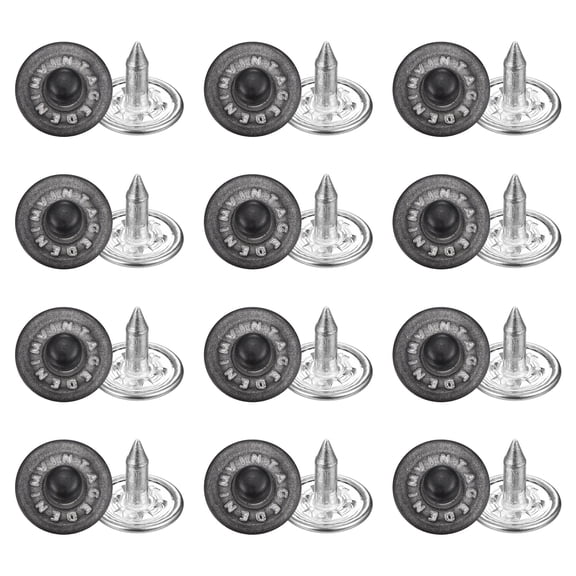 Uxcell 50 Sets Jean Rivets 9.5mm Metal Jeans Buttons Replacement Kit Universal No Sew Denim Fasteners Nipple Rivets Letter Style for Jeans Pants Jackets Bags Crafts, Bi-color Tin