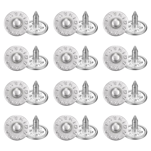 Uxcell 50 Sets Jean Rivets 9.5mm Metal Jeans Buttons Replacement Kit Universal No Sew Denim Fasteners Nipple Rivets Little Letter Style for Jeans Pants Jackets Bags Crafts, Silver