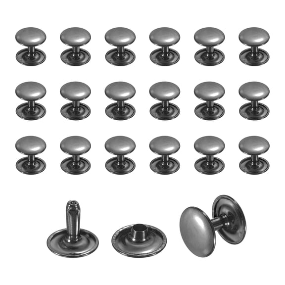 Uxcell 50 Sets Leather Rivets, 12mm Double Cap Rivets, 12mm Height Tubular Metal Studs for Leather Craft Repair and Decoration DIY Clothes, Shoes, Bags, Belts, Black
