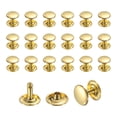 thumbnail image 1 of Uxcell 50 Sets Leather Rivets, 12mm Double Cap Rivets, 12mm Height Tubular Metal Studs for Leather Craft Repair and Decoration DIY Clothes, Shoes, Bags, Belts, Gold, 1 of 6