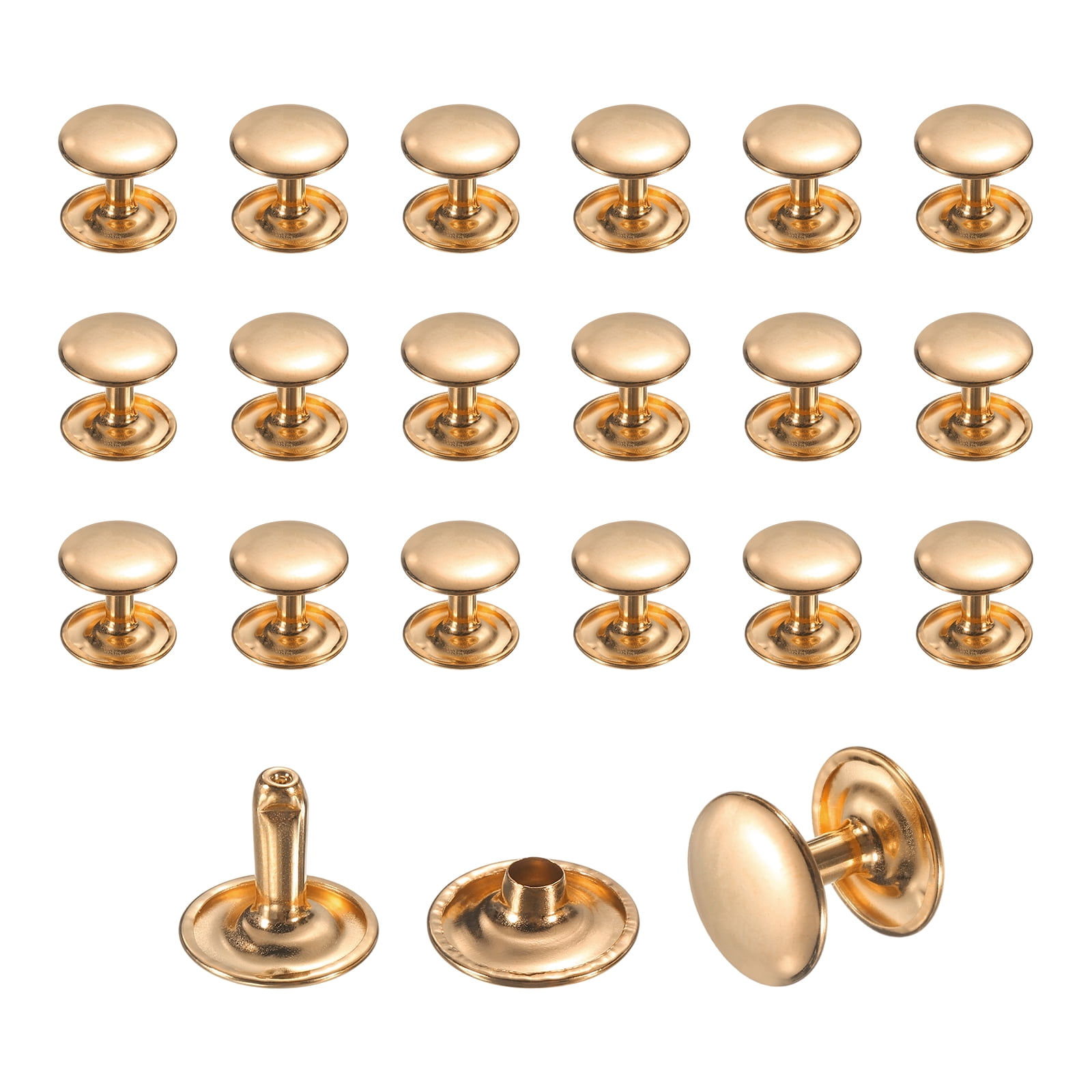 Uxcell 50 Sets Leather Rivets, 12mm Double Cap Rivets, 12mm Height ...