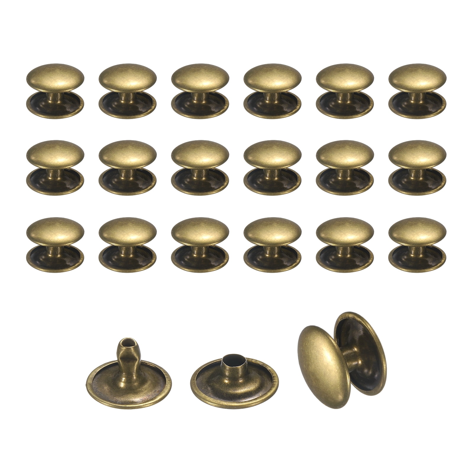 Uxcell 50 Sets Leather Rivets, 12mm Double Cap Rivets, 8mm Height ...