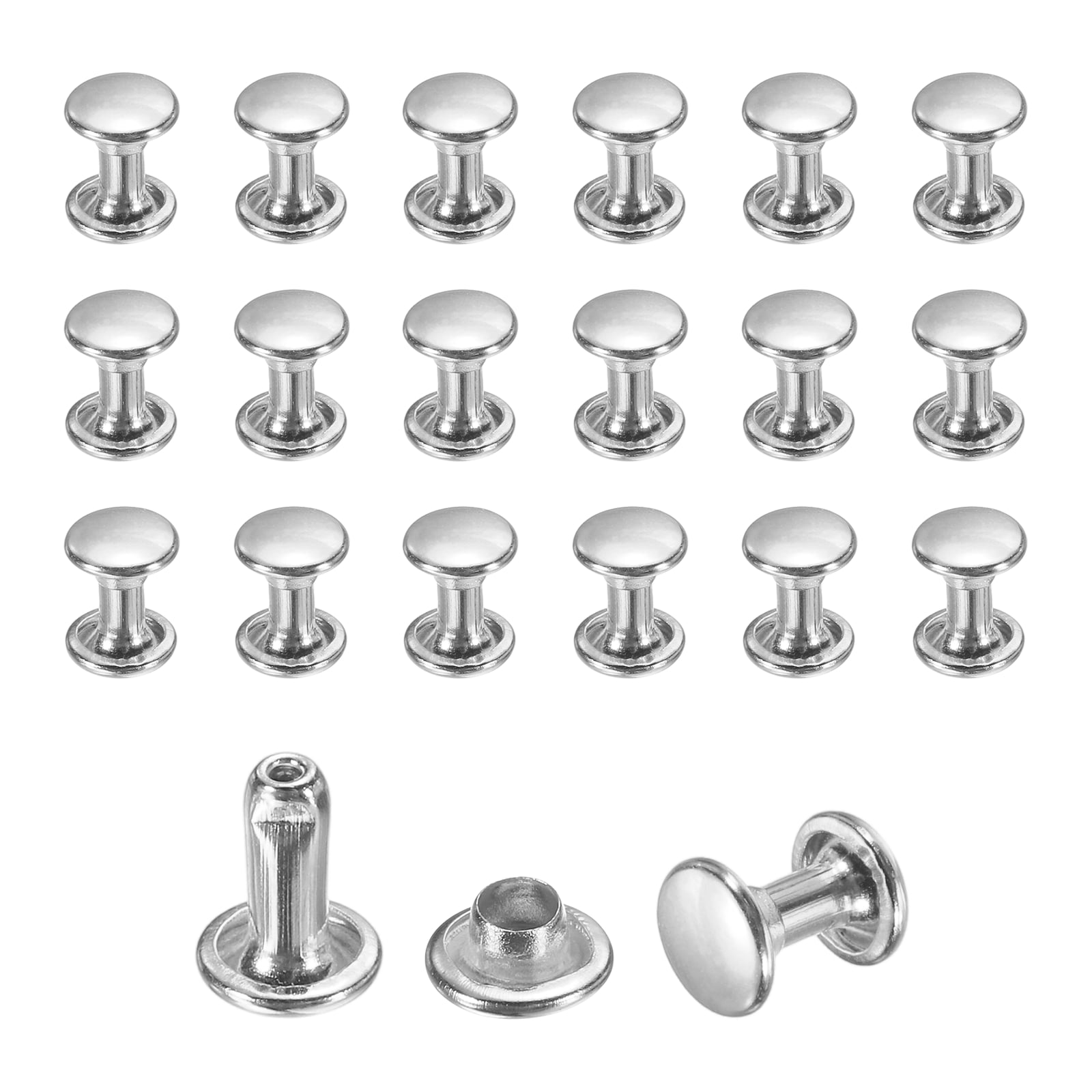 Uxcell 50 Sets Leather Rivets, 6mm Double Cap Rivets, 8mm Height ...